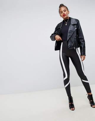 ASOS Tall DESIGN Tall leather look leggings with panelling