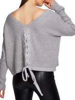 Thumbnail for your product : 1 STATE Moody Hues Waffle Stitch Lace-Up Oversized Sweater