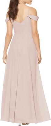 ﻿#Levkoff Cold Shoulder A-Line Chiffon Gown
