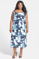 Thumbnail for your product : Vince Camuto 'Watercolor Express' Print Tank Midi Dress (Plus Size)