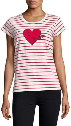 French Connection Women's Striped Heart Tee