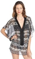 Thumbnail for your product : Badgley Mischka black and ivory stretch pattern beaded detail tunic