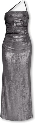 Diesel D-Tru Long Ruched Metallic Halterneck Dress