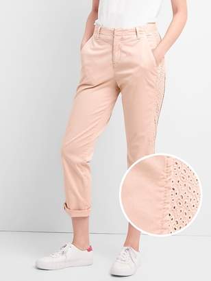 Gap Girlfriend Chinos with Eyelet Embroidery