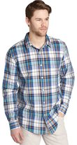 Thumbnail for your product : Just A Cheap Shirt white and blue and orange plaid cotton long sleeve shirt