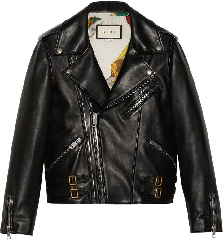 Gucci Plongé leather biker jacket - ShopStyle
