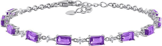 Rina Limor Fine Jewelry Silver 2.93 ct. tw. Amethyst-Africa White Topaz Station Bracelet