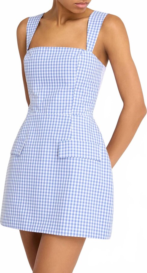 Amanda Uprichard Bethany Skort Romper In Blue Gingham