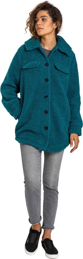Ladies Fleece Faux Fur Lined Casual Soft Fluffy Texture Oversized Warm Cosy Winter Jacket Thick Coatigan Cardigan Light Roman Originals Women Teddy Bear Borg Sherpa Coat