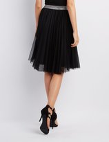 Thumbnail for your product : Charlotte Russe Shimmer Waistband Tulle Skirt