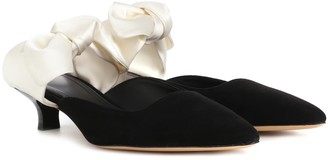 The Row Coco suede and satin mules