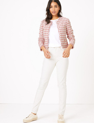 checked short jacket