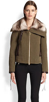 Thumbnail for your product : Emilio Pucci Fur-Collar Tweed & Leather Jacket