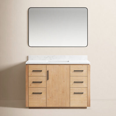 Joss & Main Cloverfield 48" Single Bath Vanity with Grain Composite Stone Top and Mirror