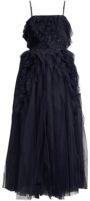 BCBGMAXAZRIA Eve Swarovski Crystal Embellished Tea-Length Dress