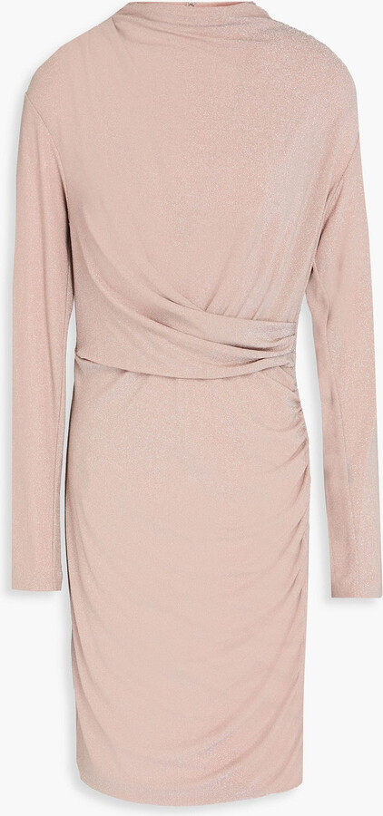 Diane von Furstenberg Yuki draped metallic knitted dress