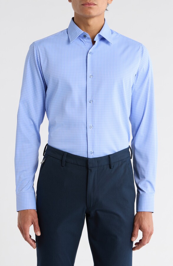 Duchamp Slim Fit Windowpane Check Dress Shirt