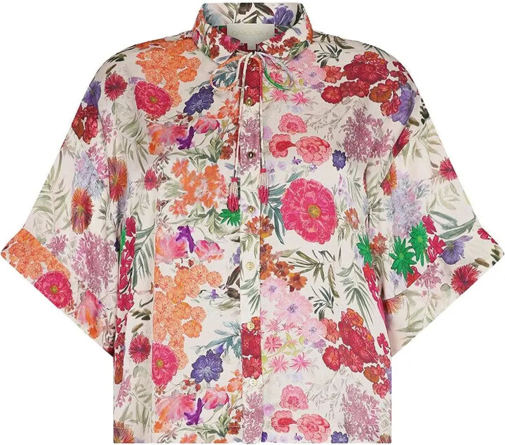 Carolina K. Floral-Print Tassel Blouse