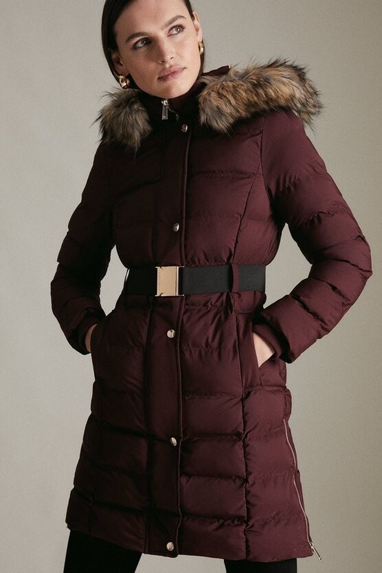 berry belted wrap coat