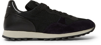 Alexander McQueen Mesh, Suede and Leather Sneakers
