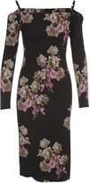 Thumbnail for your product : Blumarine Roses Printing Down Shoulders L/s Midi Dress