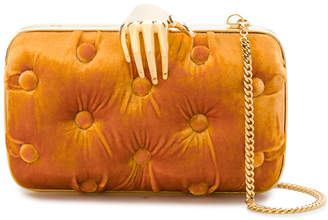 Benedetta Bruzziches Orange Carmen Velvet Clutch Bag with Hand Embellishment