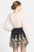 Thumbnail for your product : En Crème Metallic Embroidered Tulle Skater Skirt (Juniors)