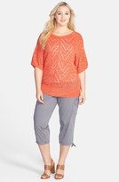 Thumbnail for your product : Sejour Pointelle Stitch Kimono Sleeve Sweater