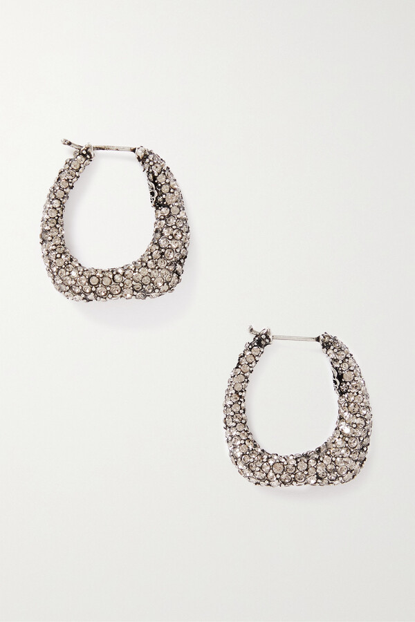 Alexander McQueen Silver-tone Swarovski Crystal Hoop Earrings - one size -  ShopStyle