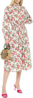 Rhode Resort Mai Gathered Floral-print Cotton-poplin Midi Dress