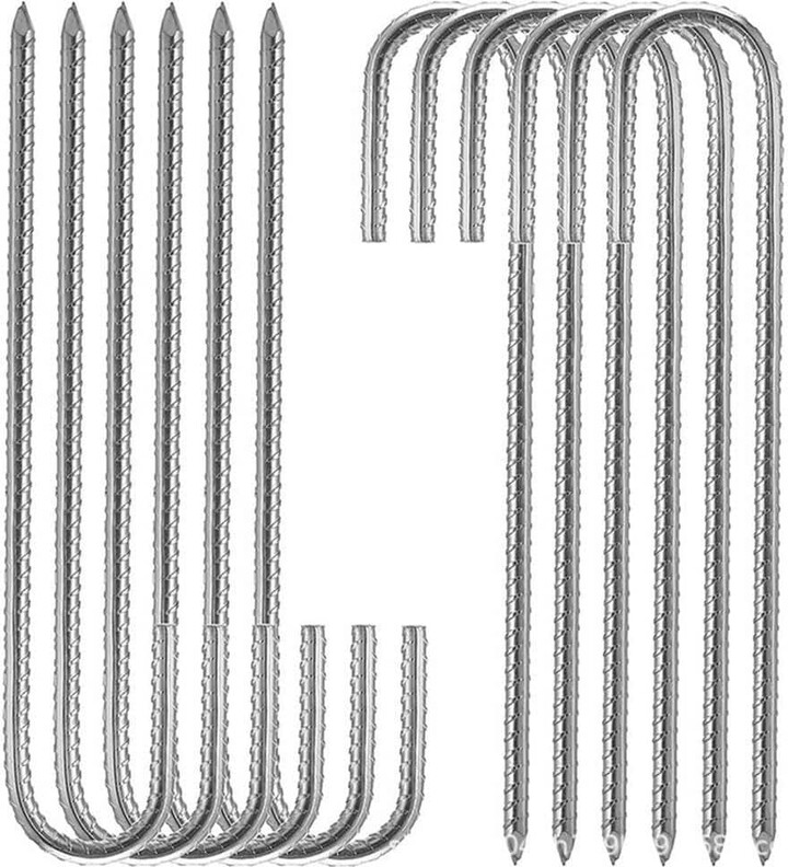 Wellco 0.4 in. x 12 in. Rebar Stakes J Hook Extra Heavy-Duty, Garden Stake Steel Stakes Tent Stakes (48-Pack)