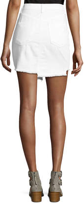 Rag & Bone JEAN Dive Uneven Frayed Denim Skirt, White
