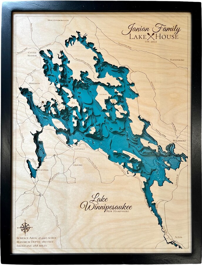 Etsy Lake Winnipesaukee, House Decor, Custom Wood Map, Depth Map, Wood