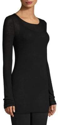Long-Sleeve Stretch Cashmere-Blend Top