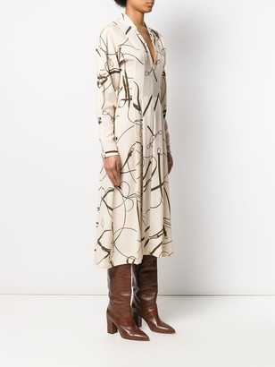Victoria Beckham Belt Print Midi Dress