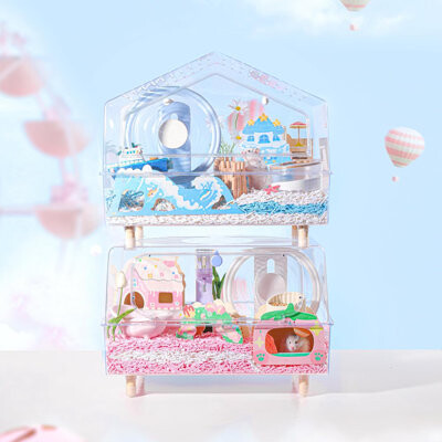 Water Bridge Hamster Climbing Toy, Basswood Construction, Blue Wave Design