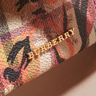 Burberry Peony Rose Print Haymarket Check and Leather Card Case