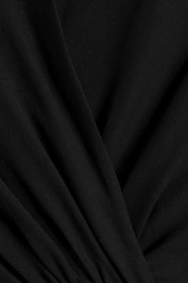 Roberto Cavalli Velvet-trimmed Embellished Crepe Gown