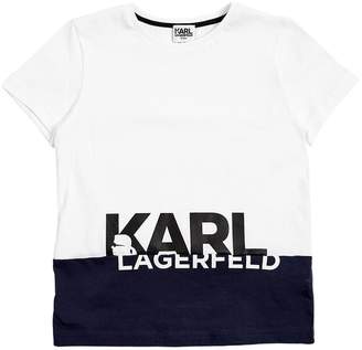 Karl Lagerfeld Paris Logo Printed Cotton Jersey T-Shirt