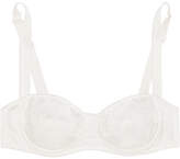 Thumbnail for your product : Dolce & Gabbana Lace-trimmed Stretch-silk Satin Underwired Balconette Bra - White