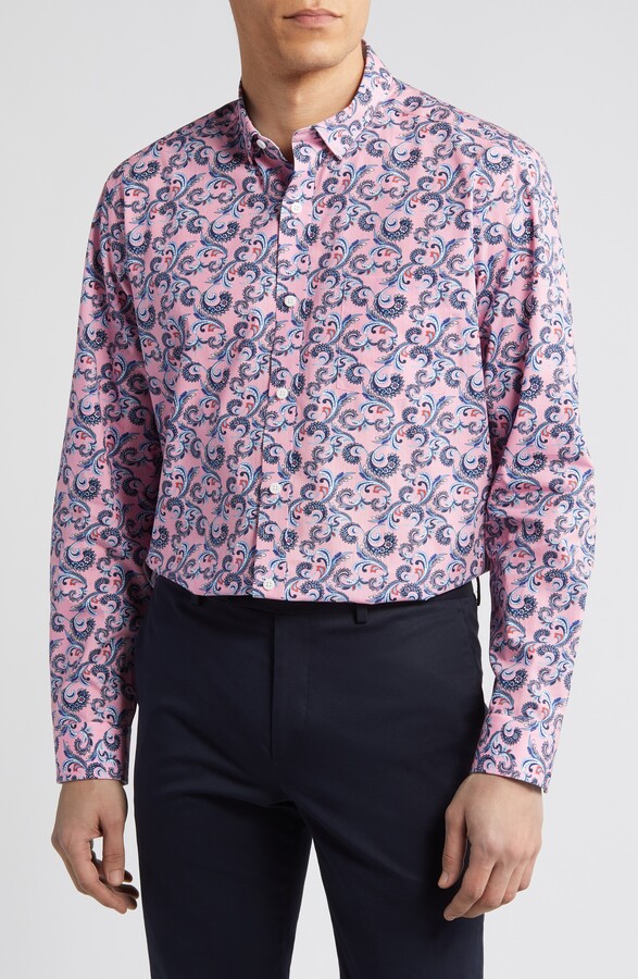 Johnston & Murphy Paisley Print Cotton Button-Up Shirt