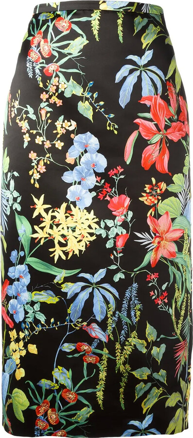 Rochas Floral Print Pencil Skirt