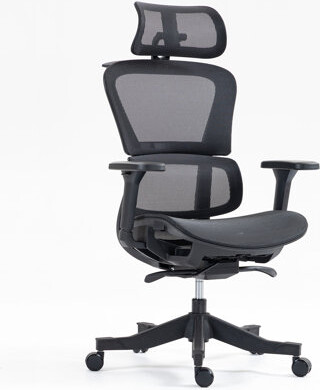 High Back Mesh Office Chair 8365Hp - Bk, 360° Swivel Base, 4D Lifting 90 Degrees, 3 Angle Adjustable (90°~120°), Black Nylon Upholstery, For Office, D