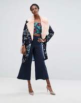 Thumbnail for your product : Endless Rose Jacquard Coat With Contrast Faux Fur