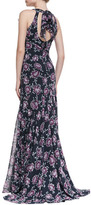 Thumbnail for your product : Zac Posen ZAC Floral-Print Flutter-Sleeve Gown