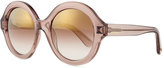 Thumbnail for your product : Valentino Rockstud Round Mirror Sunglasses, Nude