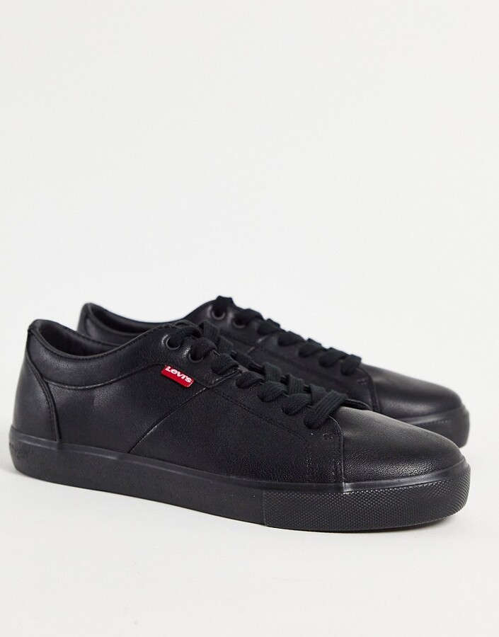 Levi's woodward faux-leather sneakers in black with small logo - ShopStyle  Trainers & Athletic Shoes