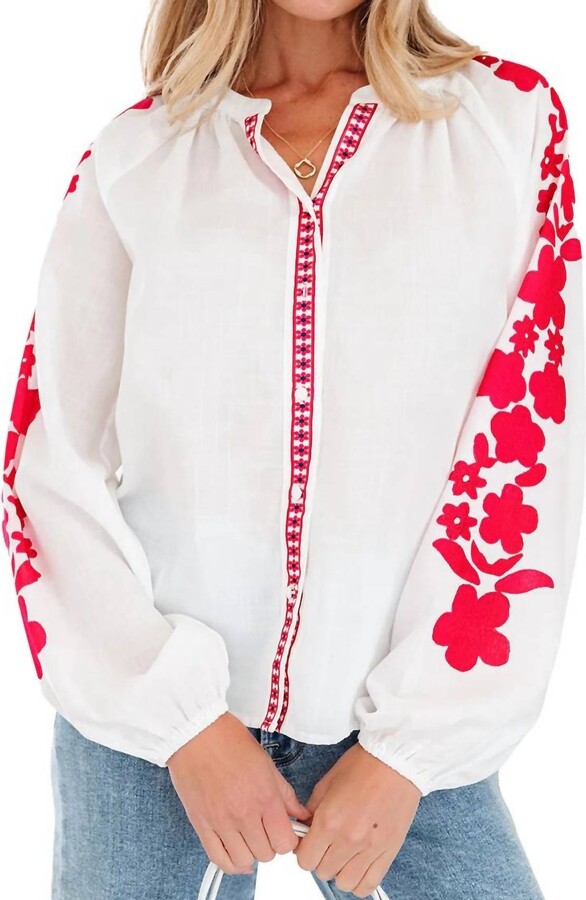 Coquette Rose Bloom Blouse In White