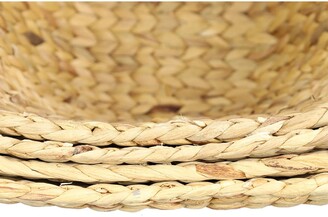 COSMO BY COSMOPOLITAN Oval Natural and White Dip-Dyed Water Hyacinth Wicker Storage Baskets with Round Handles - Set of 4