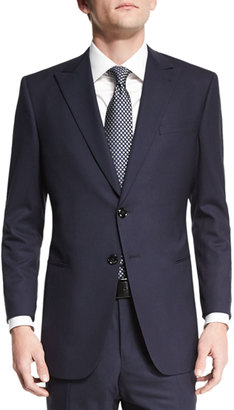 Giorgio Armani Taylor Textured Herringbone Wool Suit, Navy